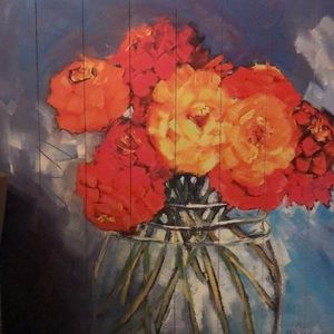 30x30 Wood planked mason jar wall hanging